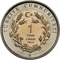 () Монета Турция 2014 год 1 лира ""  Биметалл  UNC